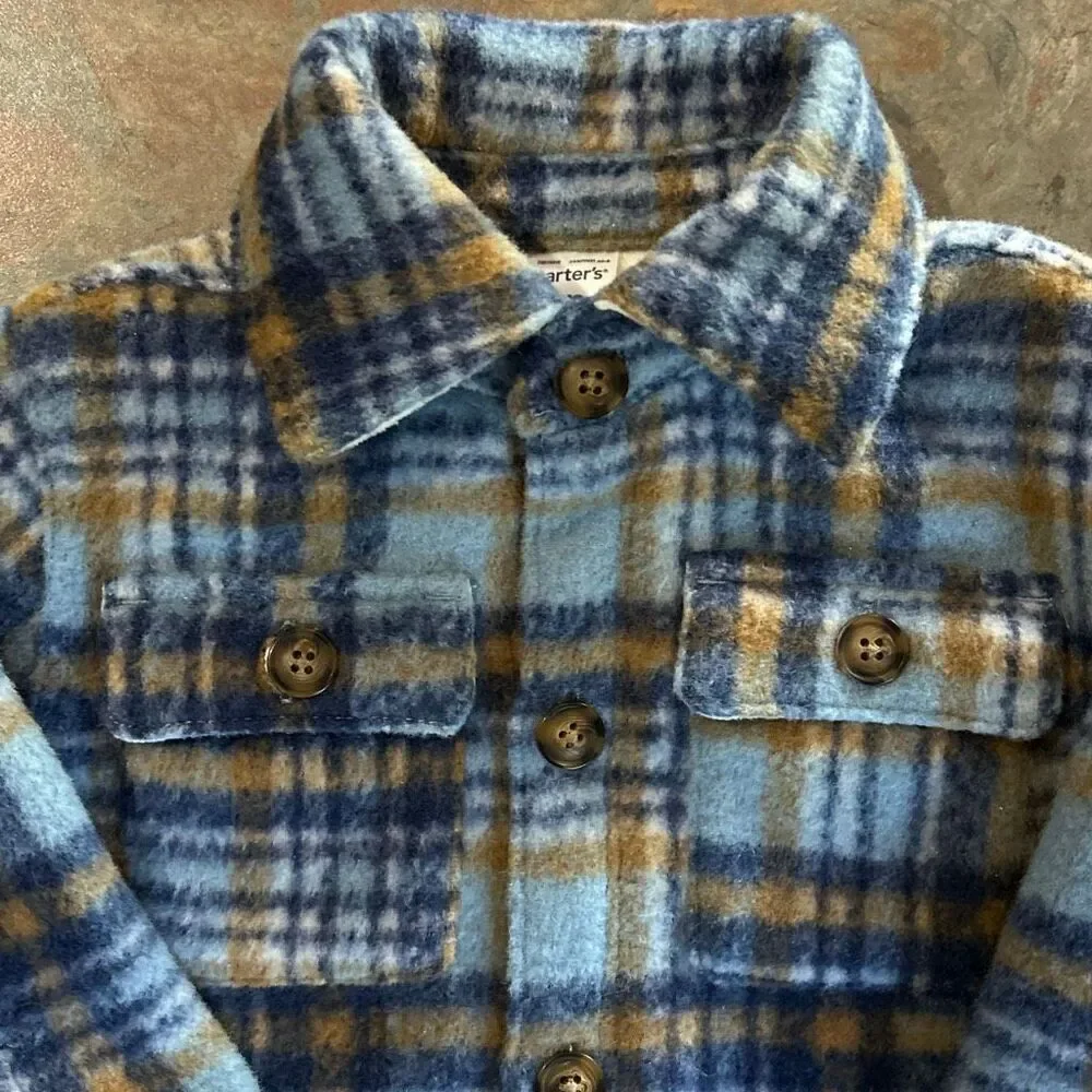 Carter’s Blue Plaid Shacket 2T NWT Lined Shirt Jacket